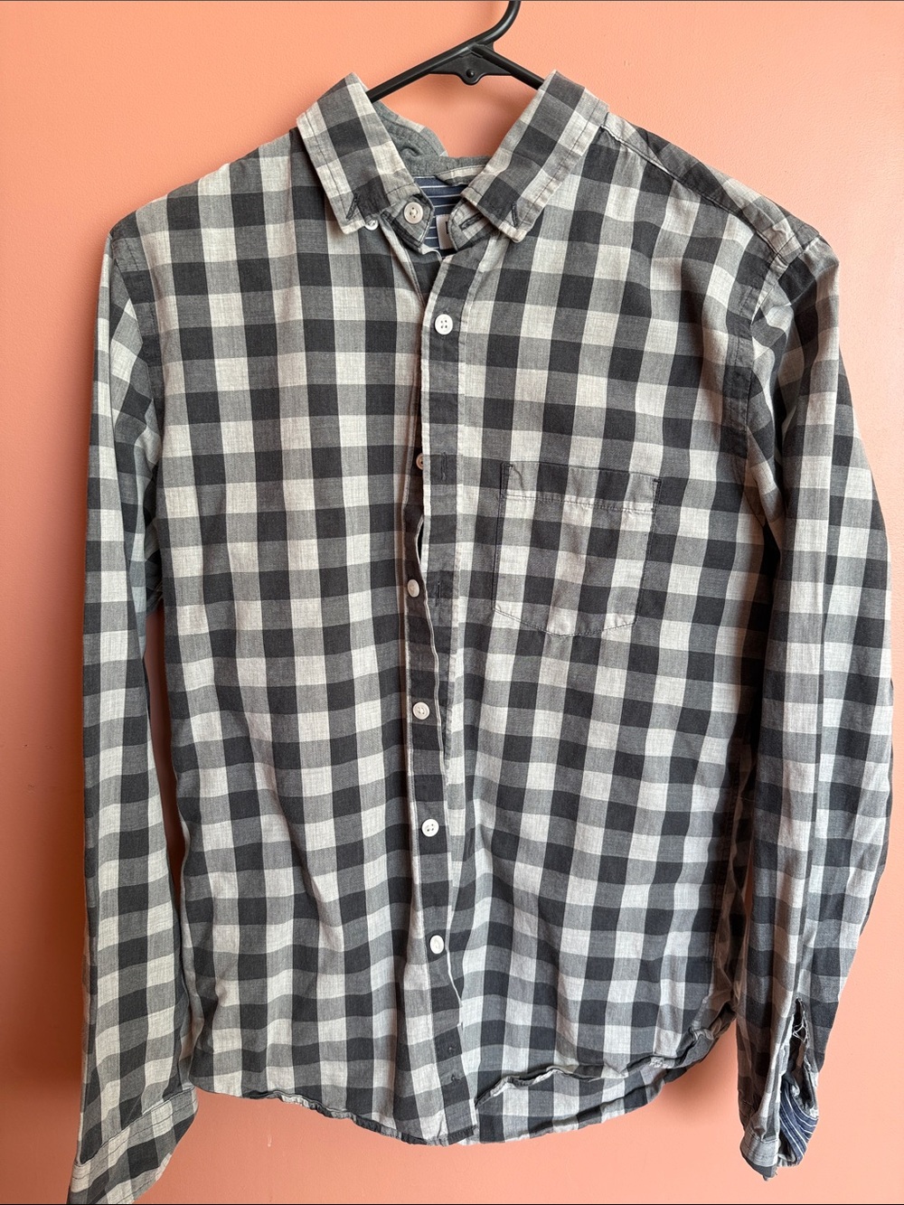 Express Men’s Black & White Check Button-Down Shirt